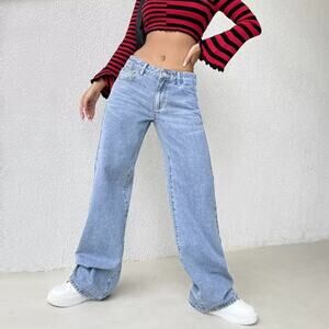 SHEIN Y2K Wide Leg Light Wash Jeans Streetwear Skater Size 30